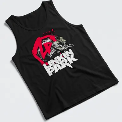 Grunge-style T-shirt featuring Linkin Park logo and a fierce monster graphic — printed on a tank top
