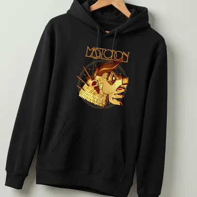 Retro Mastodon t-shirt featuring bold dragon head graphic in vibrant colors — printed on a unisex hoodie