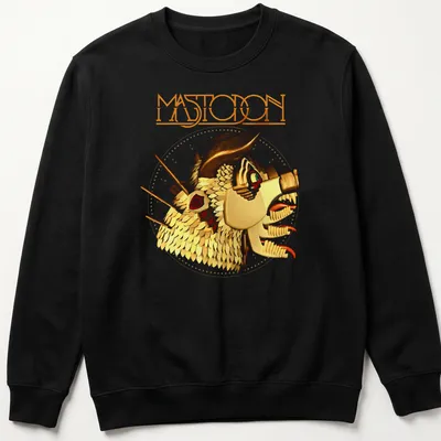 Retro Mastodon t-shirt featuring bold dragon head graphic in vibrant colors — printed on a unisex sweatshirt