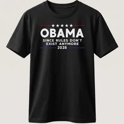 Vintage styled Obama t-shirt with humorous political text in red, white, and blue. — printed on a unisex t-shirt