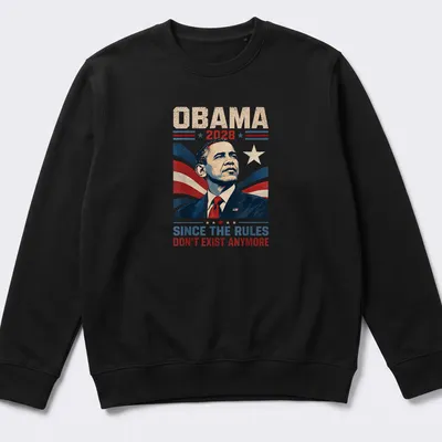 Vintage propaganda style t-shirt featuring text about Obama 2028 campaign. — printed on a unisex sweatshirt