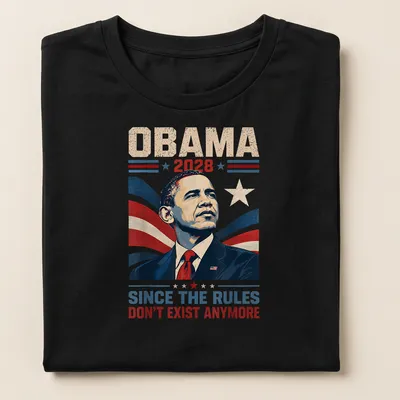 Vintage propaganda style t-shirt featuring text about Obama 2028 campaign. — printed on a women's shirt