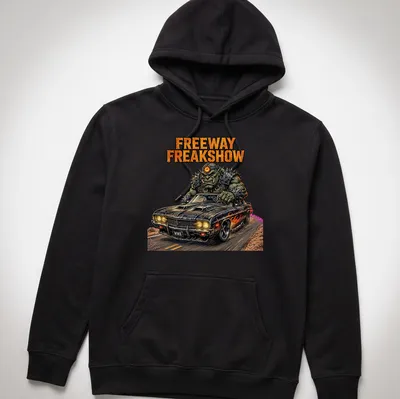 Comic book-style print of an orc muscle car with vibrant colors — printed on a unisex hoodie
