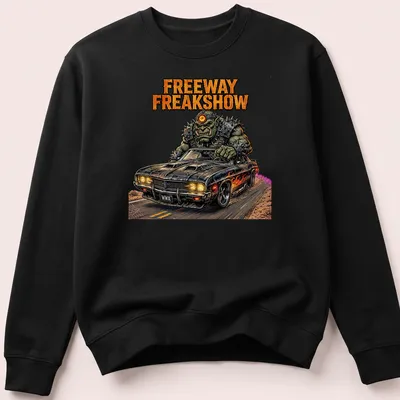 Comic book-style print of an orc muscle car with vibrant colors — printed on a unisex sweatshirt