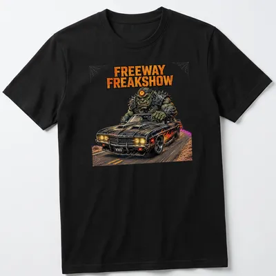 Comic book-style print of an orc muscle car with vibrant colors
