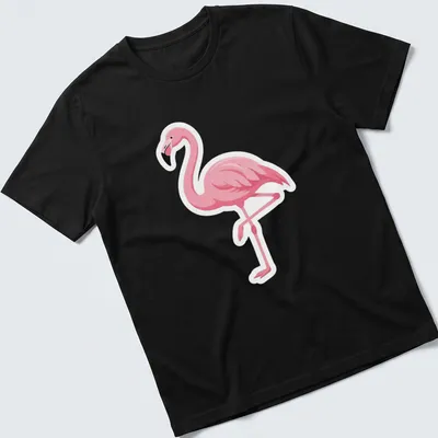 Illustration of a cute pink flamingo on a white t-shirt