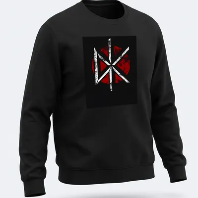 Grunge style DK logo t-shirt in black, red, and white. — printed on a unisex sweatshirt