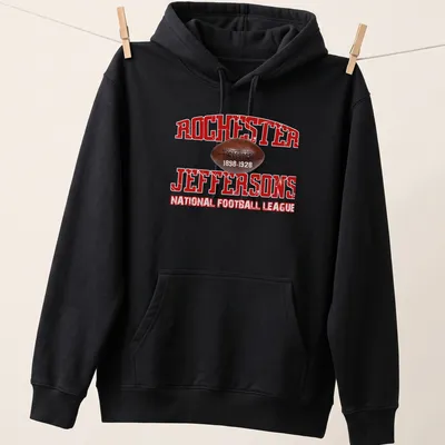 Vintage distressed Rochester Jeffersons T-shirt with historical NFL text — printed on a unisex hoodie