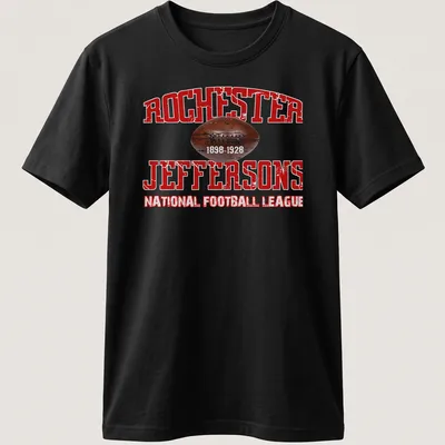 Vintage distressed Rochester Jeffersons T-shirt with historical NFL text — printed on a unisex t-shirt