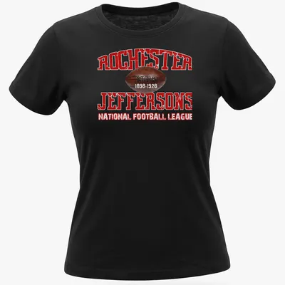 Vintage distressed Rochester Jeffersons T-shirt with historical NFL text — printed on a women's shirt