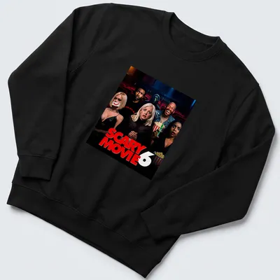 Illustration of Scary Movie 6 characters in bold colors with movie poster style — printed on a unisex sweatshirt