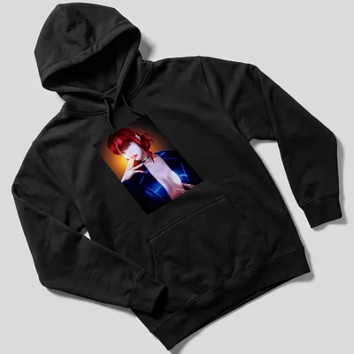 Digital illustration of a seductive woman with a cigarette in bold colors. — printed on a unisex hoodie