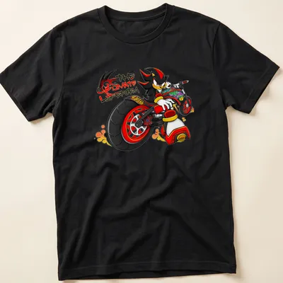 Graffiti-style print of Shadow The Hedgehog with bold colors — printed on a unisex t-shirt