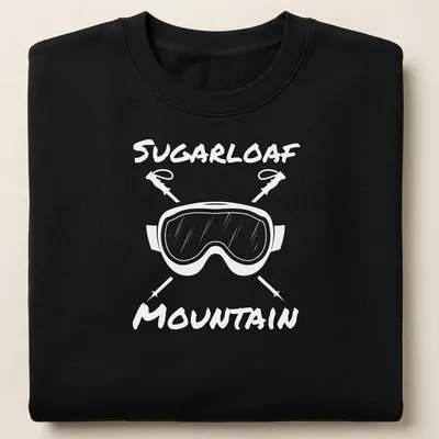 Rustic design featuring ski goggles and text about skiing season. — printed on a unisex sweatshirt