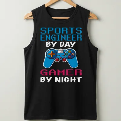Pixel art Sports Engineer Gamer t-shirt with a video game controller design — printed on a tank top