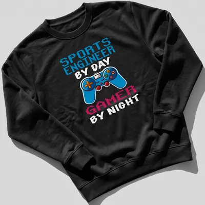 Pixel art Sports Engineer Gamer t-shirt with a video game controller design — printed on a unisex sweatshirt