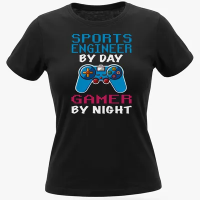 Pixel art Sports Engineer Gamer t-shirt with a video game controller design — printed on a women's shirt