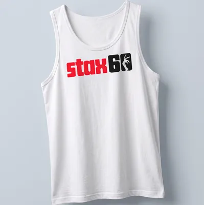 Bold STAX Record Group t-shirt with red, black, and white graphic design — printed on a tank top