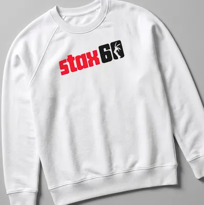 Bold STAX Record Group t-shirt with red, black, and white graphic design — printed on a unisex sweatshirt