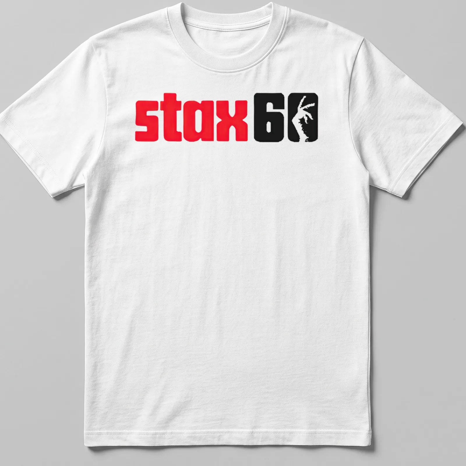 Bold STAX Record Group t-shirt with red, black, and white graphic design — printed on a unisex t-shirt
