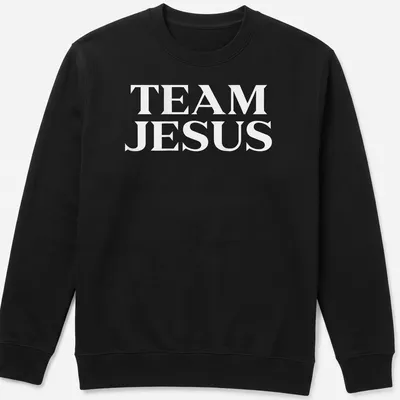 Bold typography Team Jesus t-shirt with white lettering — printed on a unisex sweatshirt
