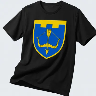 Emblem of the Territorial Defence Brigade with bow and arrow in blue and yellow