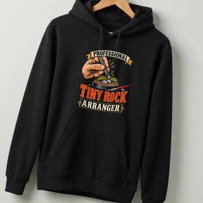 Vintage illustration shirt featuring a hand arranging rocks with tweezers — printed on a unisex hoodie