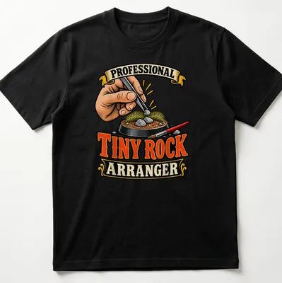 Vintage illustration shirt featuring a hand arranging rocks with tweezers — printed on a unisex t-shirt