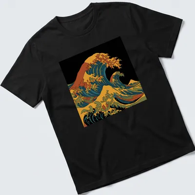 Low poly graphic of a tsunami wave with vibrant geometric colors