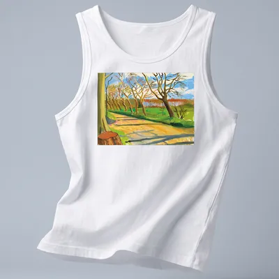 David Hockney's impressionist walnut trees artwork in vivid colors — printed on a tank top