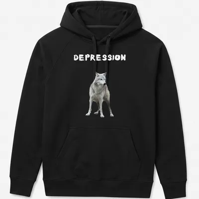 Realistic print of two wolves on a white t-shirt. — printed on a unisex hoodie