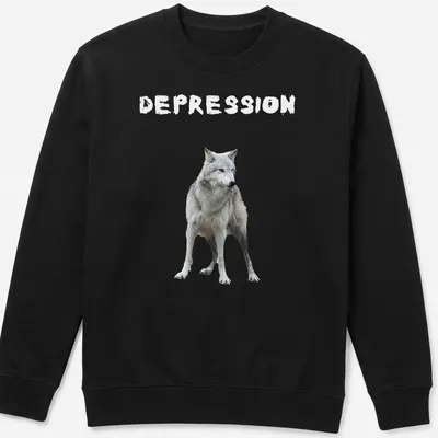 Realistic print of two wolves on a white t-shirt. — printed on a unisex sweatshirt