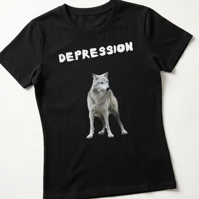 Realistic print of two wolves on a white t-shirt. — printed on a women's shirt